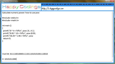 Calculate Numeric Power How To Use Pow C Code Example Youtube