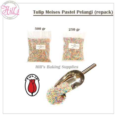 Jual Tulip Meises Pelangi 250 Gr And 500 Gr Coklat Butir Meses Warna