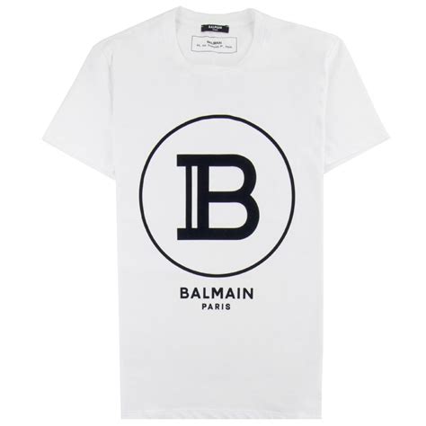 Balmain Printed Balmain Paris Logo T Shirt White Onu