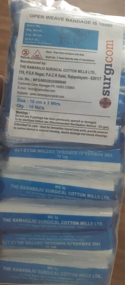 White Gauze Roll Bandage Size 10cm X 3 Mtrs At Rs 237 Pack In Chennai