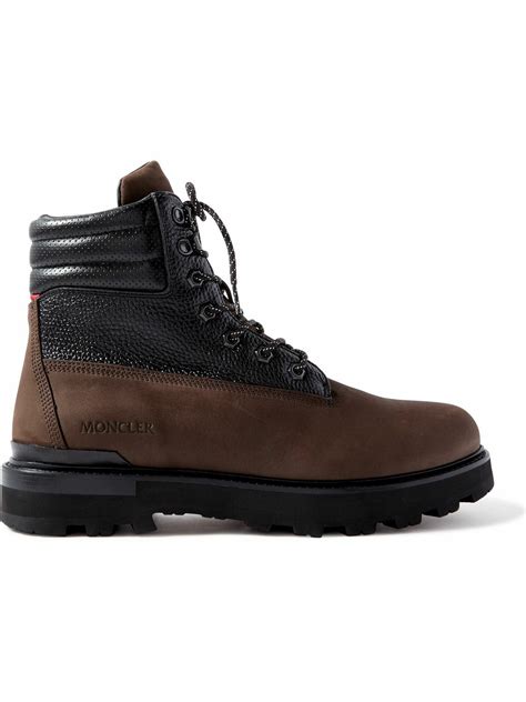 Moncler Peka Nubuck And Leather Hiking Boots Brown Moncler