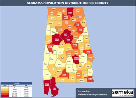 Alabama Population Density Map