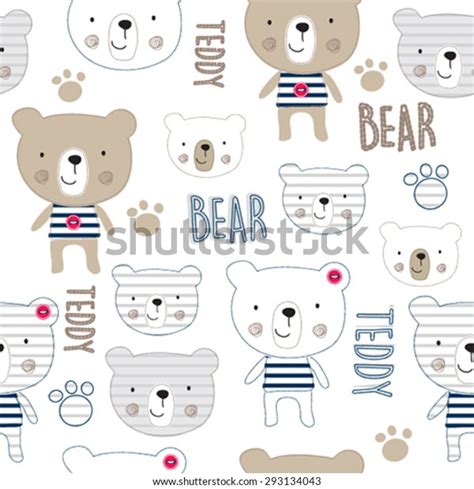 Seamless Pattern Teddy Bear Vector Illustration Stock Vector Royalty