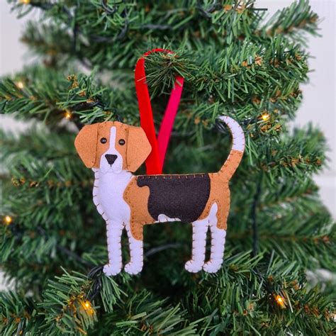 Custom Beagle Christmas Decoration Personalised Felt Dog Ornament T