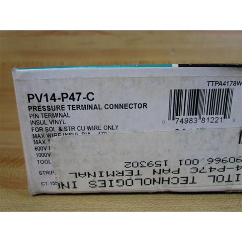 Panduit Pn P C Pin Terminal Pn P C Pack Of Mara Industrial