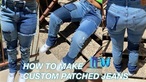 Diy How To Make Custom Patchwork Jeans Detailed Youtube