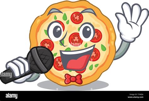 Singing margherita pizza isolated with the cartoons Stock Vector Image ...