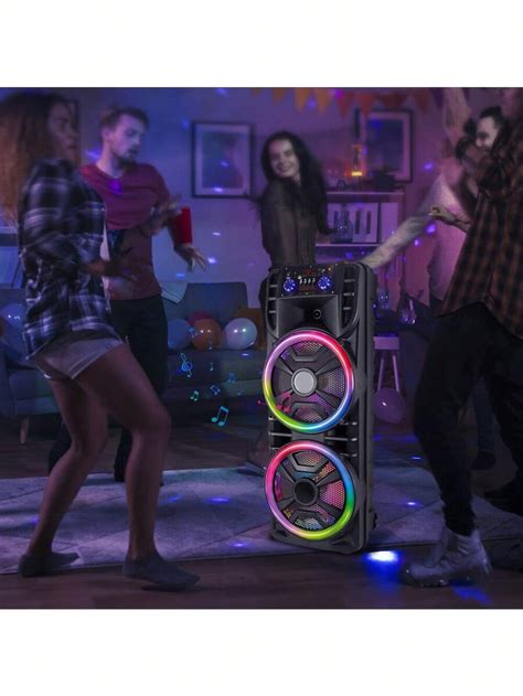 Party Bluetooth Speaker Rechargable Dual 12 LOUD Woofer FM Karaok MIC