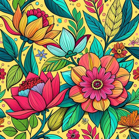 Premium Vector Vector Colorful Flowers Seamless Pattern Vector Design