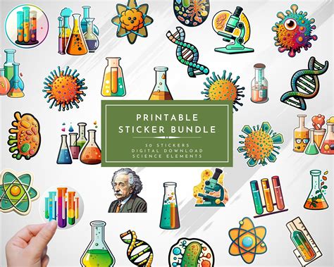 30x Printable Science Elements Stickers Digital Download Printable