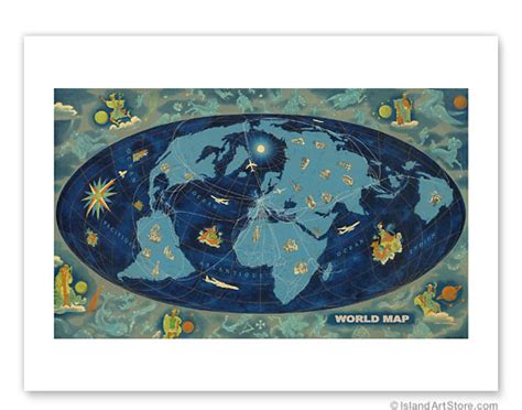 Fine Art Prints Posters World Map Global World Flight Route Map