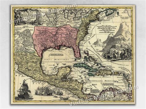 1759 North America Map of New Spain Spanish Colonies Art - Etsy