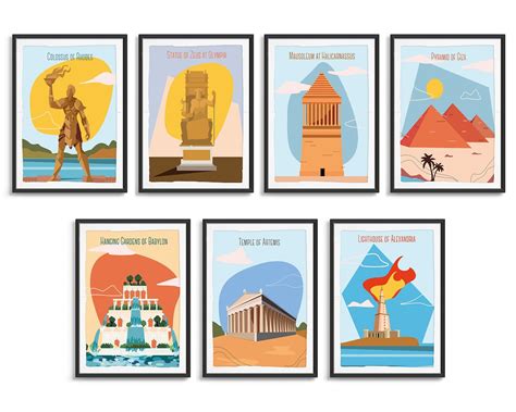 The Seven Wonders of the Ancient World Poster Art 7 Wonders - Etsy