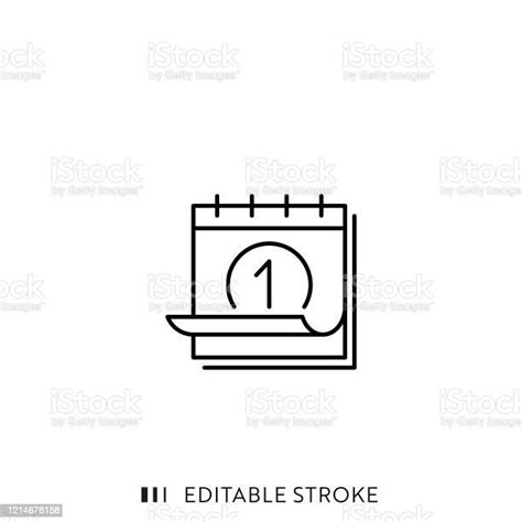 日曆線圖示與可編輯的描邊和圖元完美向量圖形及更多日曆圖片 日曆 圖示 線條畫 Istock