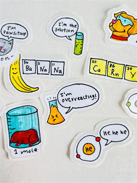 Funny Science Pun Stickers Educational Classroom Pun Stickers Cute Nerdy Chemistry Pun