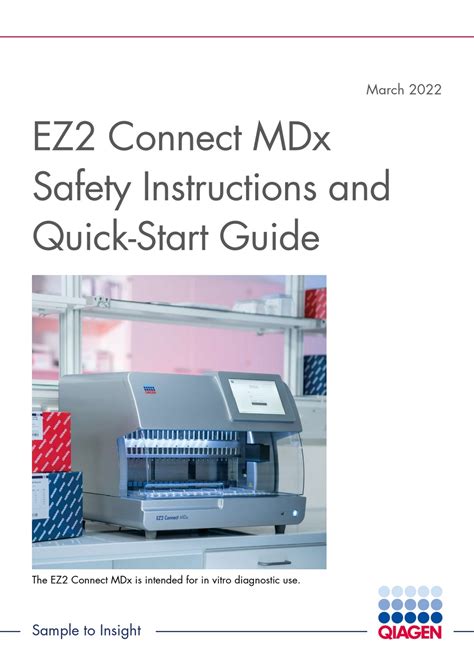 QIAGEN EZ2 CONNECT MDX SAFETY INSTRUCTIONS AND QUICK START MANUAL Pdf