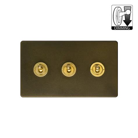 Soho Lighting Fusion Bronze And Brushed Brass 3 Gang Dimming Toggle Switch The Soho Lighting Company