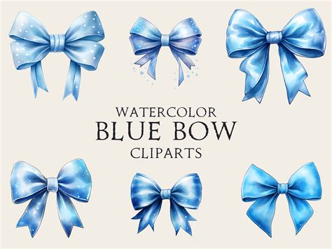 Watercolor Blue Bow Cliparts Graphic By Abdel Designer Creative Fabrica