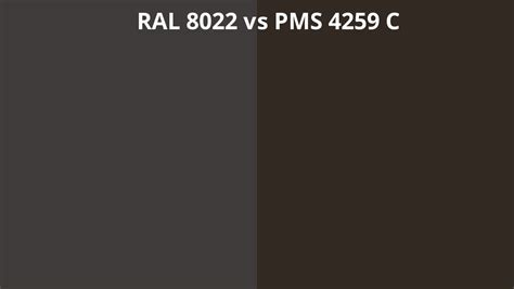 Ral 8022 Vs Pms 4259 C Ral Colour Chart Uk