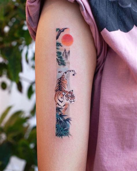 Newtattoo Studio On Instagram Chinese Painting Tiger Sunset Frame