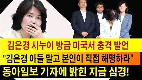 긴급 김은경 시누이 김지나씨 방금 미국서 충격 발언 김은경 아들 말고 본인이 직접 해명하라 Youtube