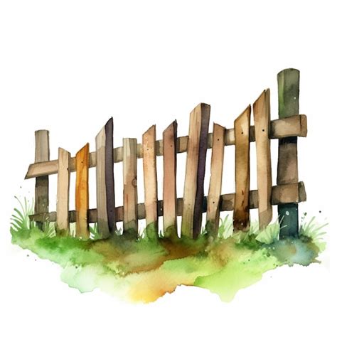 Premium Ai Image Watercolor Illustration Of A Wooden Fence