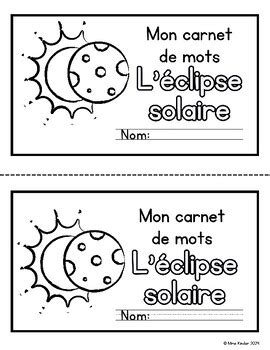 French Solar Eclipse Vocabulary Booklet By Mme Kinder Tpt