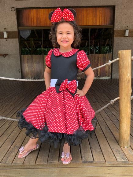 Fantasia Vestido Vermelho Infantil Minnie Vermelho Bolinha Elo