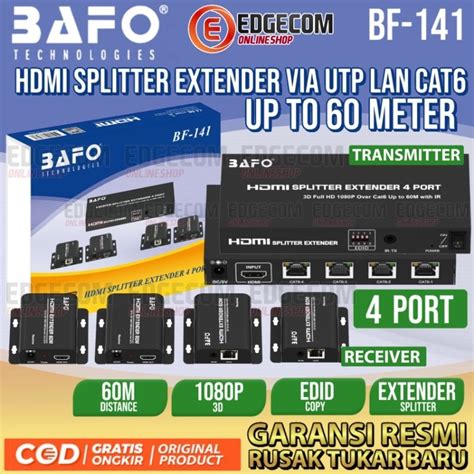 Jual Bafo Hdmi Extender Splitter 4 Port Via Utp Cat6 Up To 60 Meter Bf