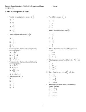 Fillable Online Regents Exam Questions A Rei A Properties Of Reals