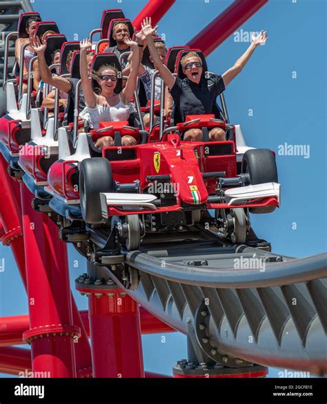 Red Force 112 Mph 367 Foot Ferrari Themed Rollercoaster Ferrari Land