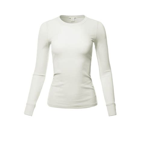 A2y A2y Womens Basic Solid Fitted Long Sleeve Crew Neck Thermal Top