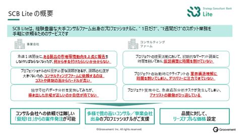 新たな挑戦をするプロフェッショナルを支援するgroovement 手軽にフリーコンサルタントをご活用いただけるプロジェクト支援サービス2種を