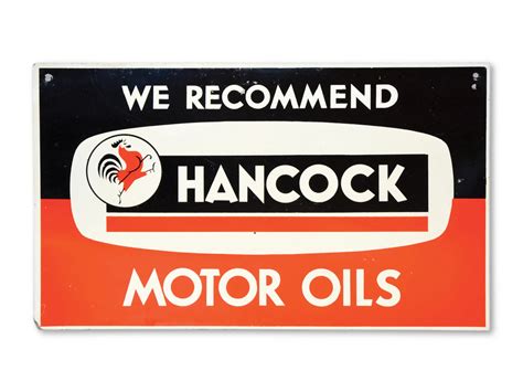 We Recommend Hancock Motor Oils With Modern Rooster Logo Sign