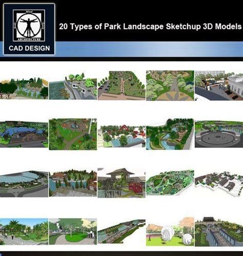 Several Different Types Of Landscape Sketchup Models For The City And