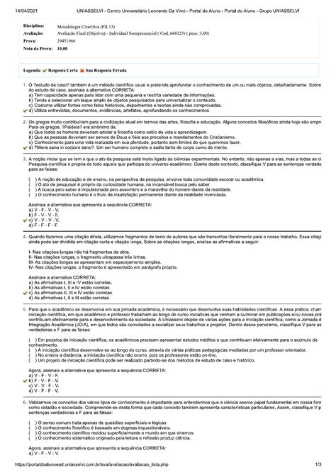 Avaliação final Objetiva individual SEMIPRESENCIUAL METODOLOGIA