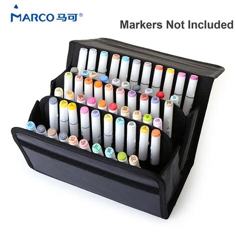 Marker 60 Large Slots School Marker Case Multi Layer Oxford Leather ...