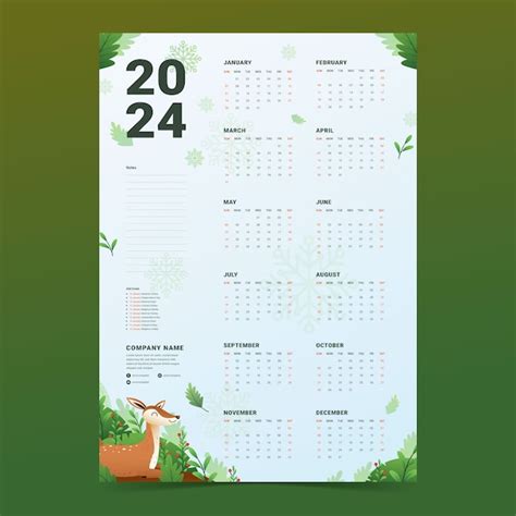 Modello Di Calendario 2024 Sfumato Vettore Gratis