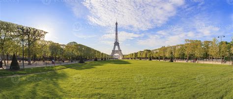 Panorama Of The Champ De Mars Park In Paris With Eiffel Tower 14894437