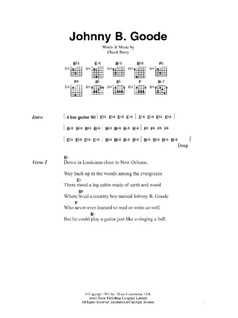 Johnny B. Goode by Chuck Berry - Guitar Chords/Lyrics - Guitar Instructor