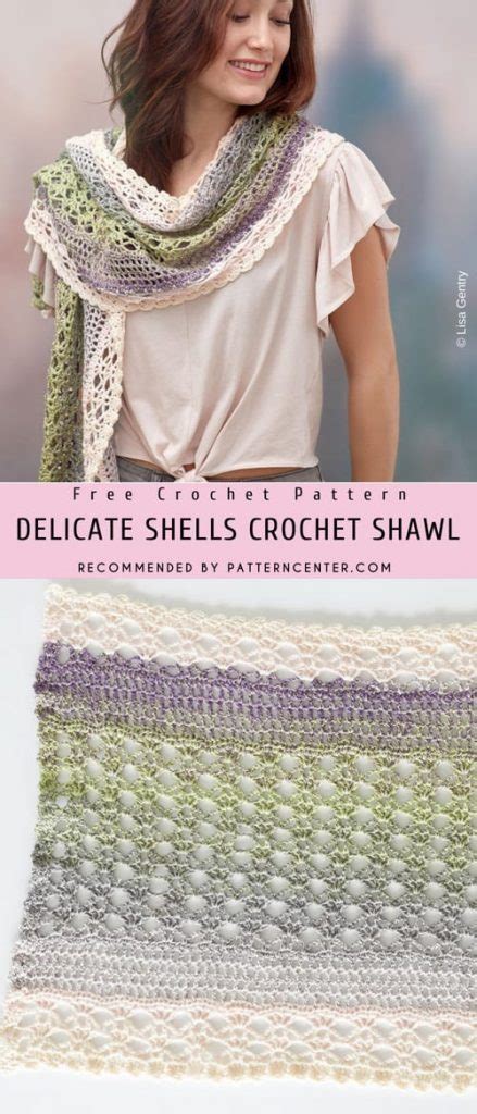 Delicate Feminine Crochet Shells Shawls Pattern Center