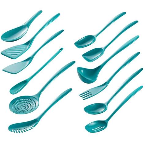 Hutzler Turquoise Cook And Serve Melamine Utensils 12 Pcs Set 3500