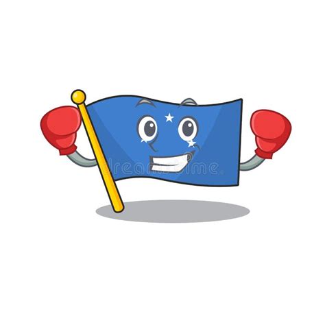 Estilo De Personaje De Mascota De Desplazamiento De La Bandera De Boxeo