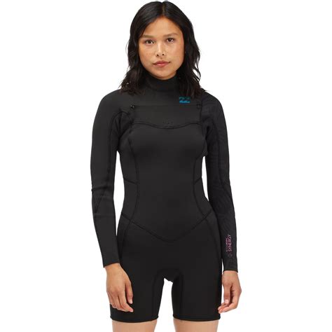 2024 Billabong Womens Synergy 2mm Chest Zip Long Sleeve Shorty Wetsuit C42g55 Wetsuit Outlet