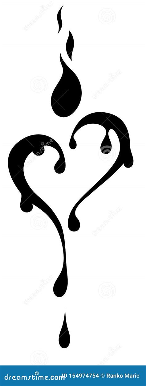 Tribal Tattoo Black And White Heart Shaped Candle Stock Vector