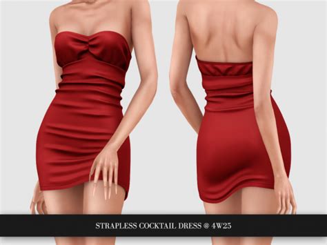 4w25 Strapless Cocktail Dress The Sims 4 Download Strapless Cocktail