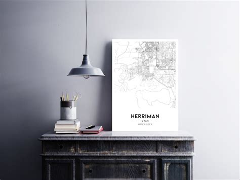 Herriman Map Print, Herriman Map Poster Wall Art, Ut City Map, Utah ...