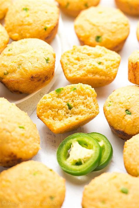 Healthy Jalapeño Cheddar Cornbread Mini Muffins Only 49 Calories So