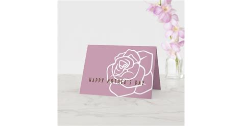 Simple Modern Pink Rose Mothers Day Card Zazzle