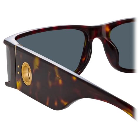 Linda Farrow Mya Rectangular Sunglasses In Tortoiseshell